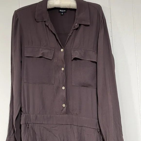 Madewell Jumpsuit Pull On Long Sleeve Button Down Viscous Brown M Casual